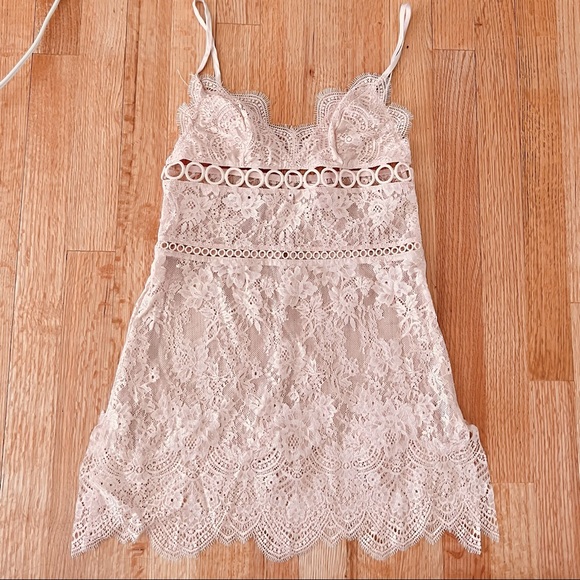 Like New Victoria’s Secret Dream Angels Rose Gold Pink Floral Lace Slip Dress - Picture 2 of 11